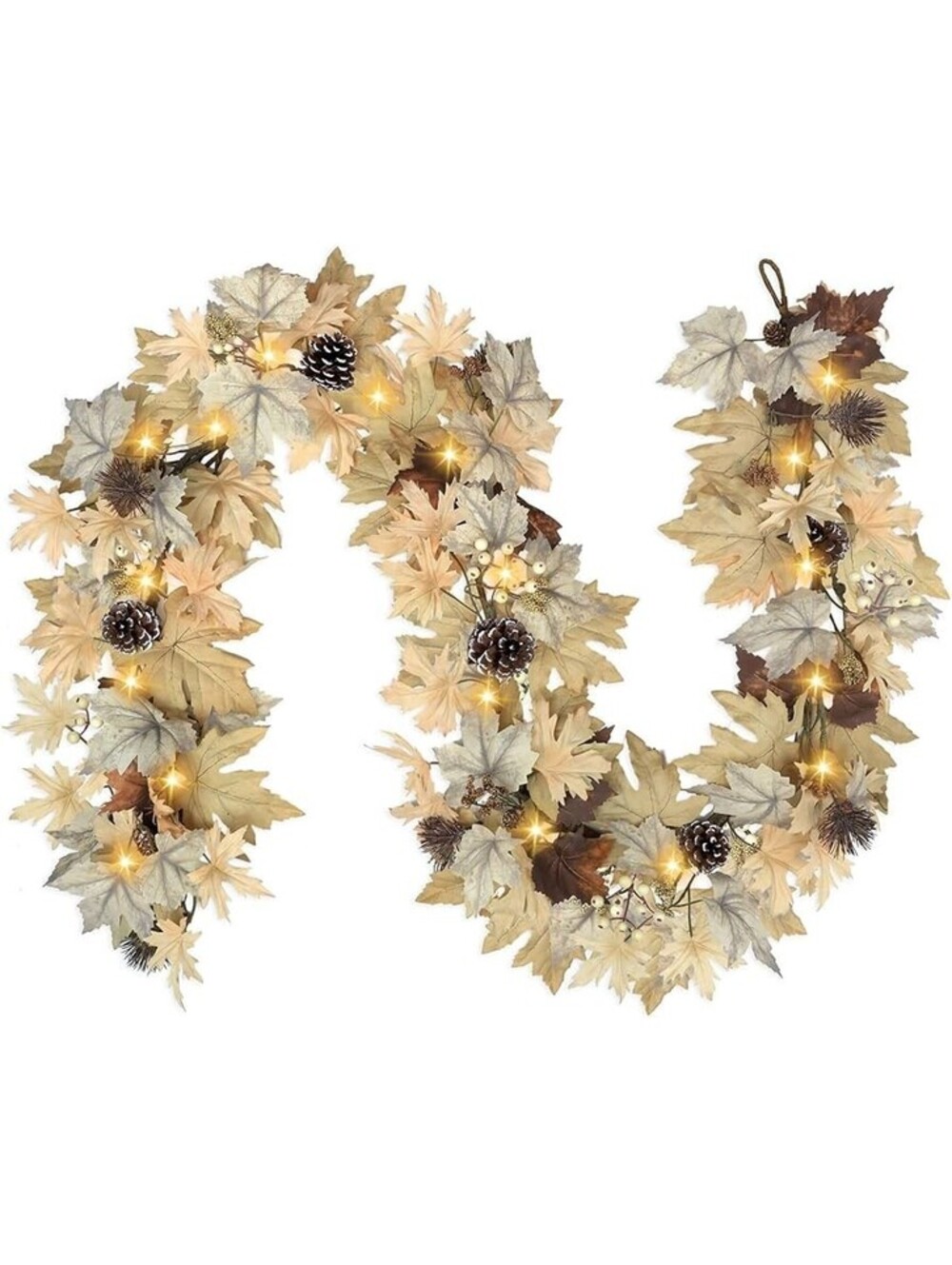 Fall Garland with Lights And Remote 6ft Thanksgiving Garland for Table Mantle